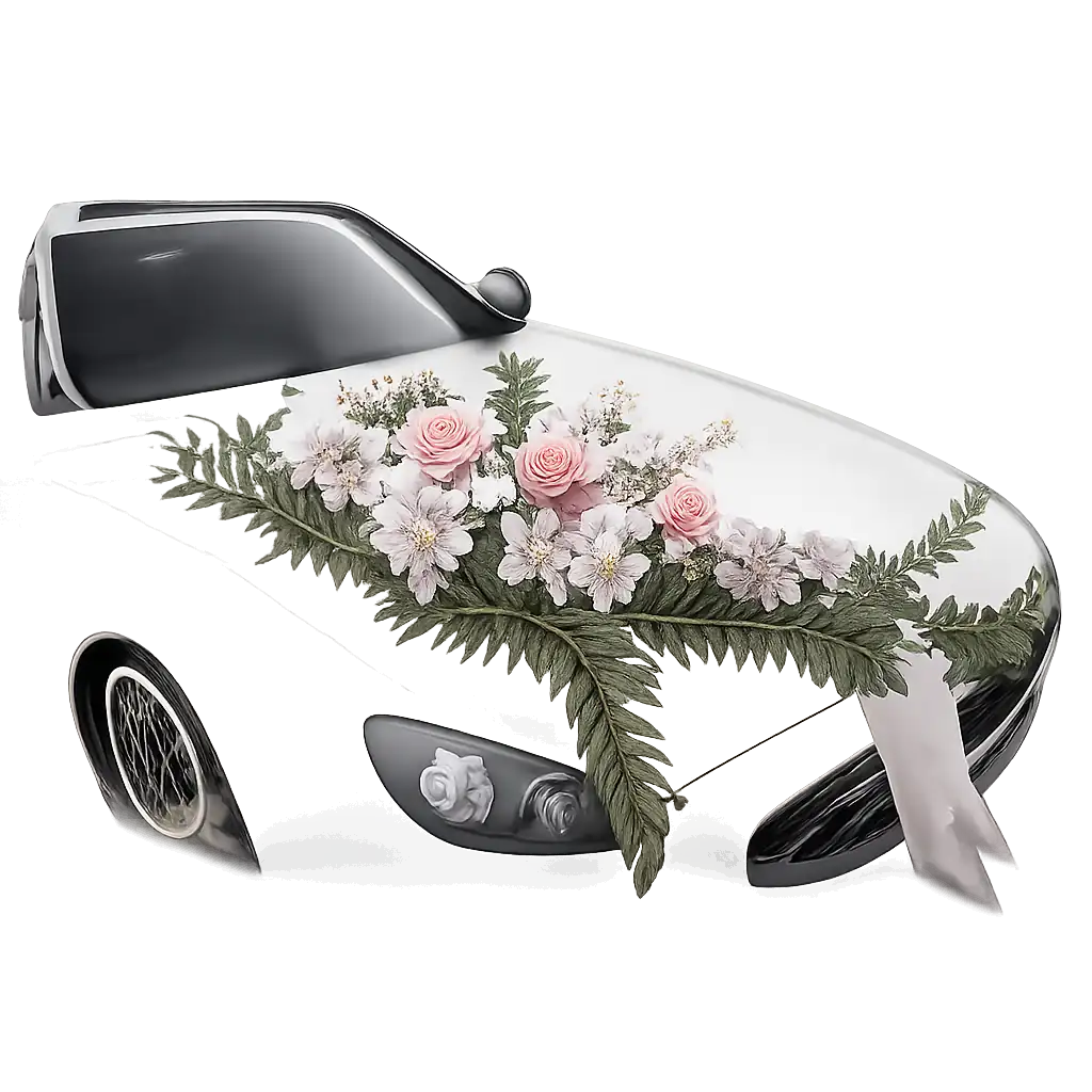 Autodekoration Hochzeit Wien – Stilvolle Blumendeko fürs Auto auf Hochzeitswagen