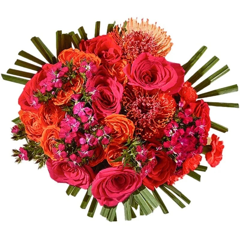 Bunter Blumenstrauß mit tropischem Flair