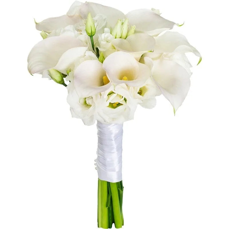 Bouquet aus weißen Calla-Lilien mit Band