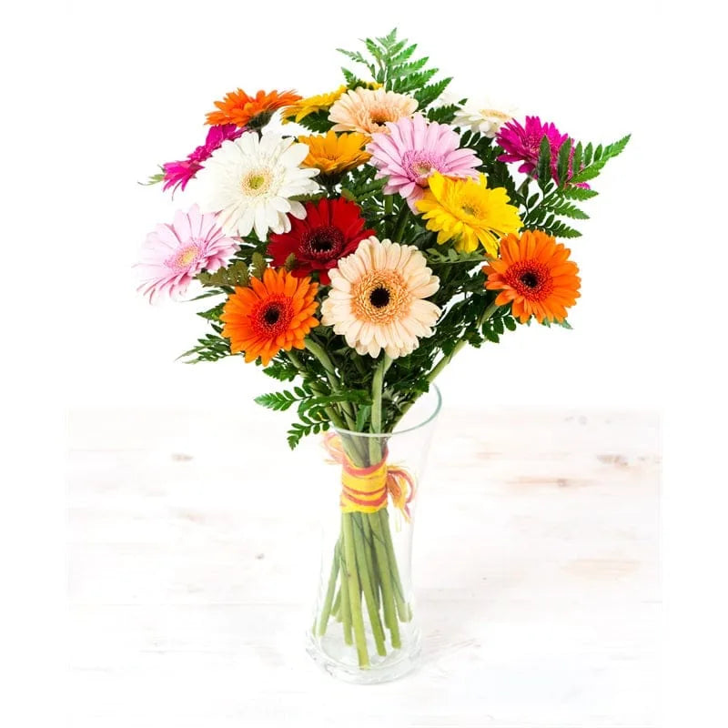 Bunter Gerbera-Strauß in einer Vase