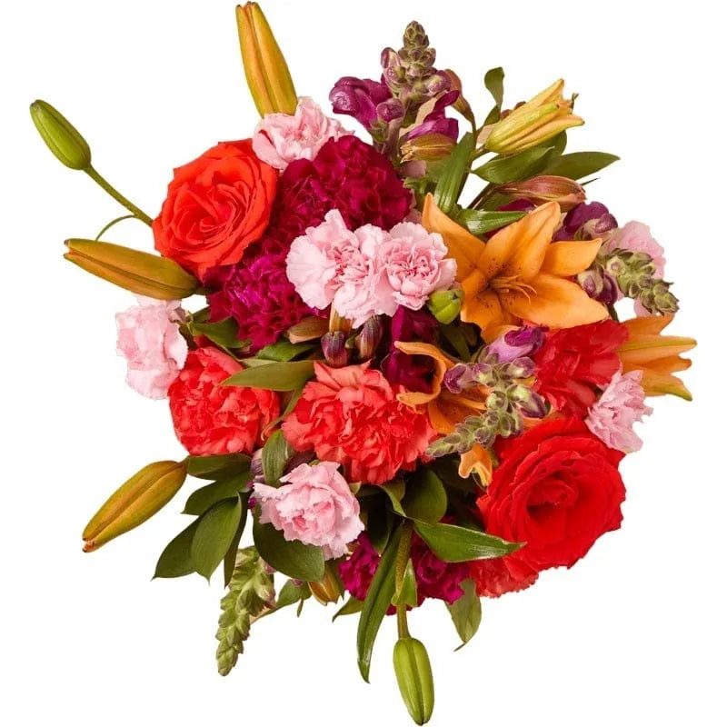 Bunter Blumenstrauß mit Rosen, Lilien und Nelken