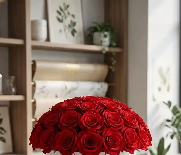 Rosenglut-Box Nahaufnahme – rote Rosen MO BLUMEN Wien