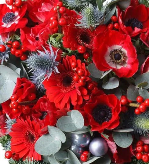 Red Anemone Christmas Bouquet