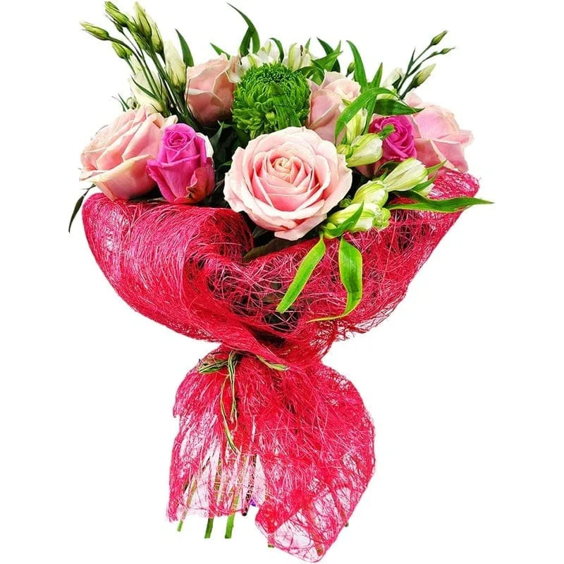 Rosenstrauß mit pinken und grünen Akzenten