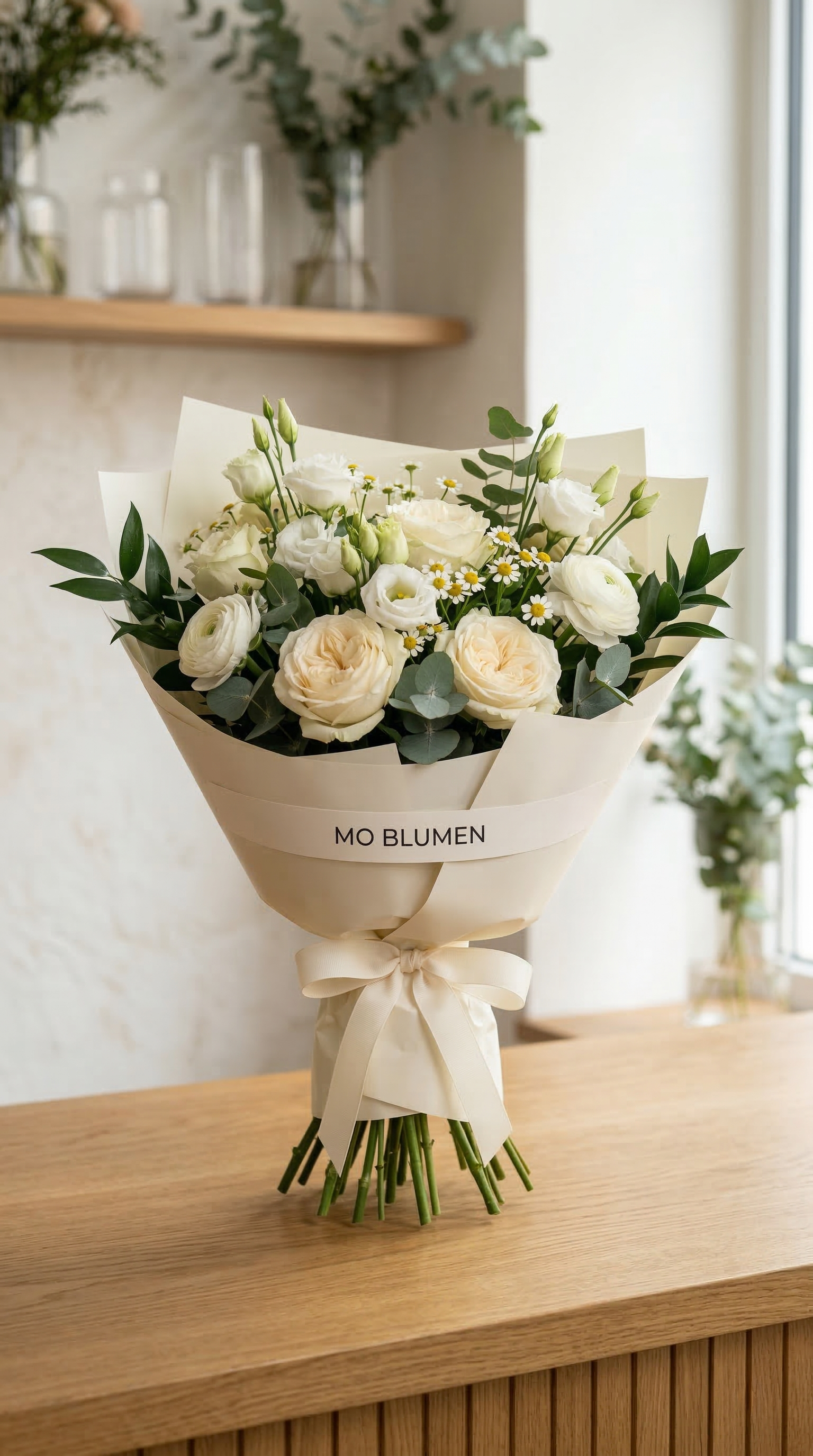 Ostermorgen - Nahaufnahme Lisianthus und Kamille MO BLUMEN Wien