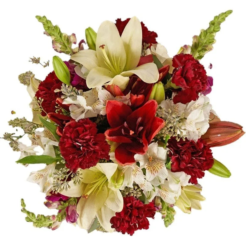 Blumenstrauß mit roten und weißen Blüten