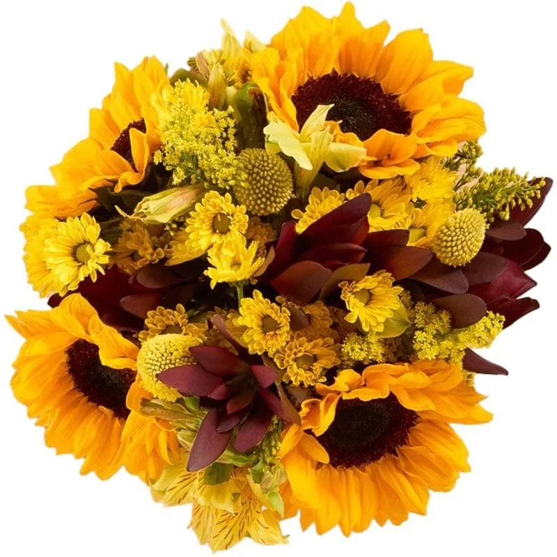 Blumenstrauß mit Sonnenblumen und gelben Blumen.