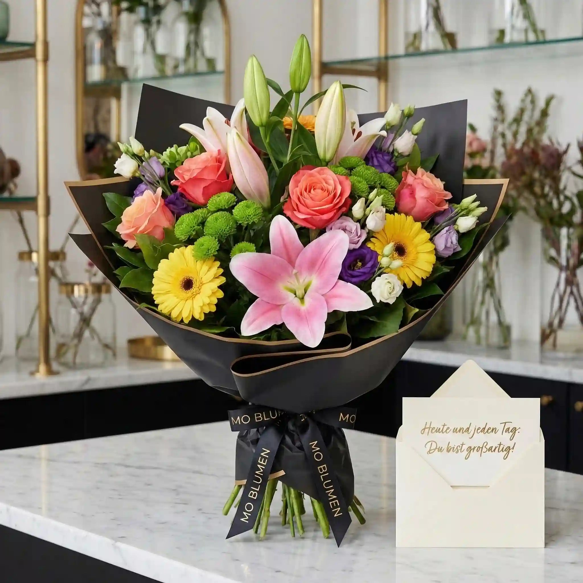 Luxus Blütenpracht - Lilien, Rosen und Gerbera zum Weltfrauentag - MO BLUMEN Wien