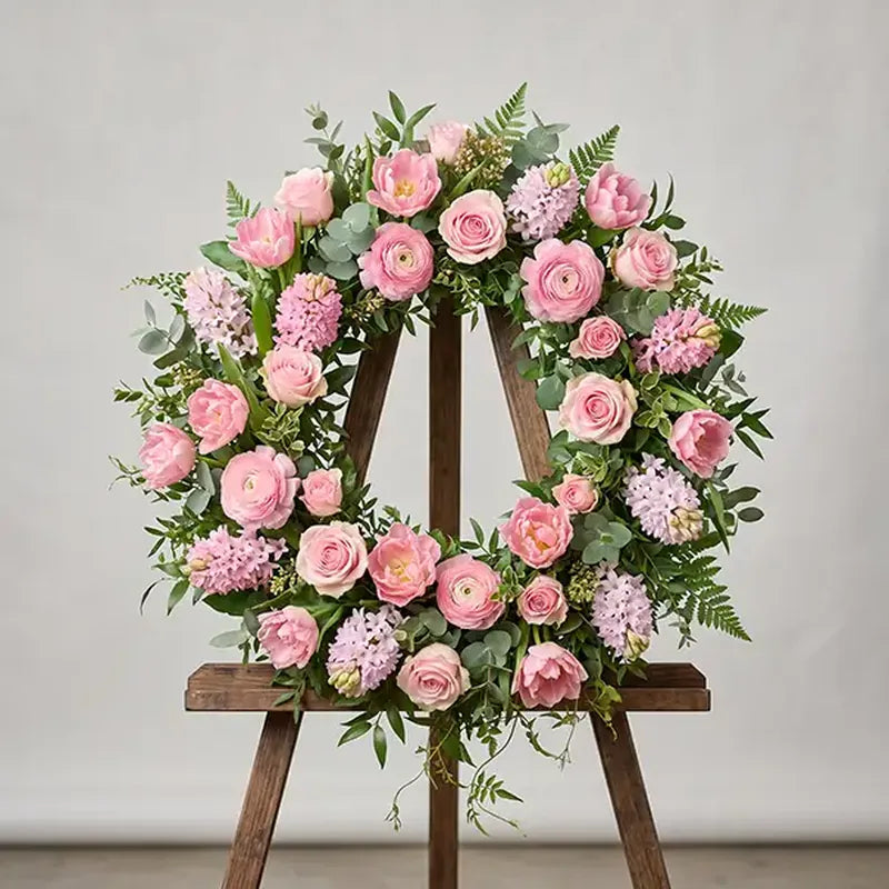 Trauerkranz Rosa Frühling – Trauerfloristik MO BLUMEN Wien