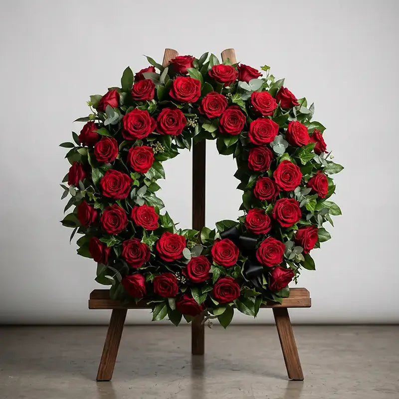 Trauerkranz Rote Rosen Klassik – Trauerfloristik MO BLUMEN Wien