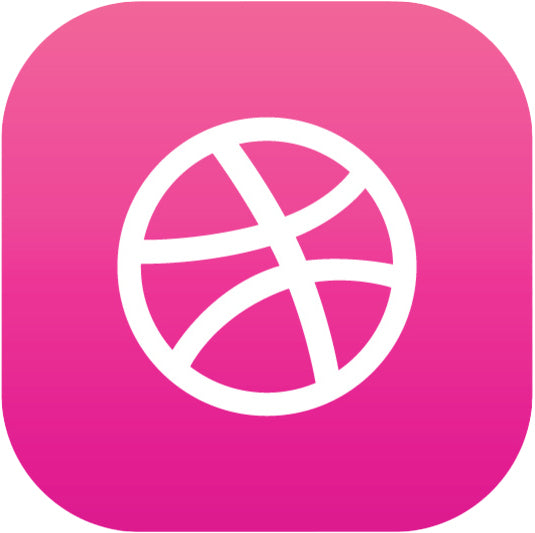 White circular design on a pink square background